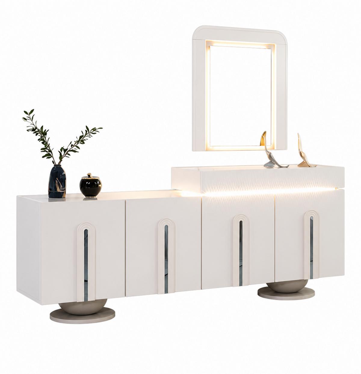 Sideboard Kommode mit Spiegel LED Beleuchtung Wohnzimmer stilvolle Möbel