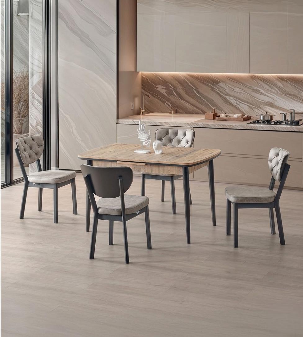 Esszimmer-Set Esstisch 4x Stuhl  Braun Holz Komfortabel Modern