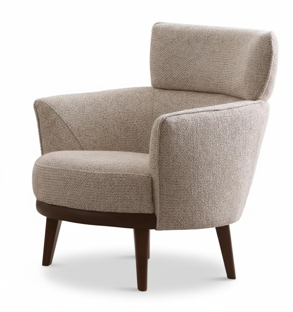 Sessel Modern Beige Luxus Elegant Design Loungesessel Polstersessel