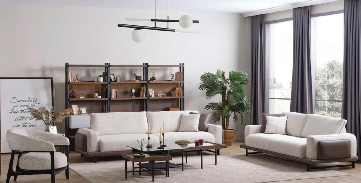 Luxus Wohnzimmer-Set: 2 Sofas, Sessel & 3er Couchtisch-Set Weiß