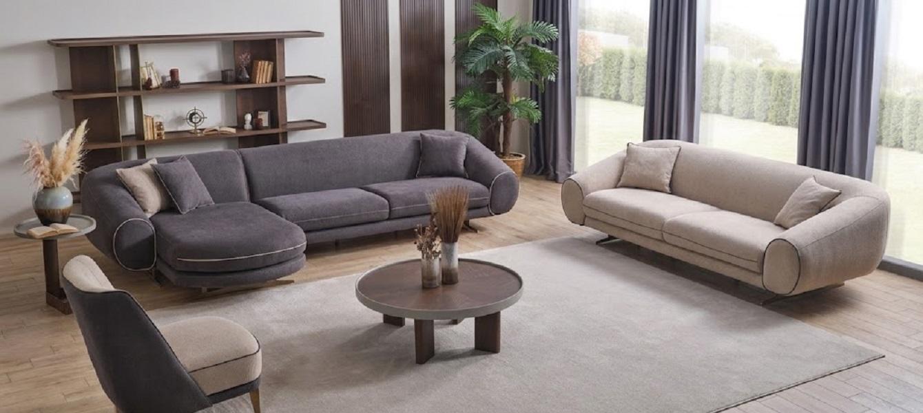 Sofa-Set: 3-Sitzer Sofa und Sessel Modern.
