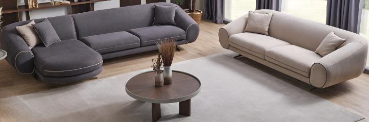 Design-Wohnzimmer-Set: Ecksofa, 3-Sitzer Sofa