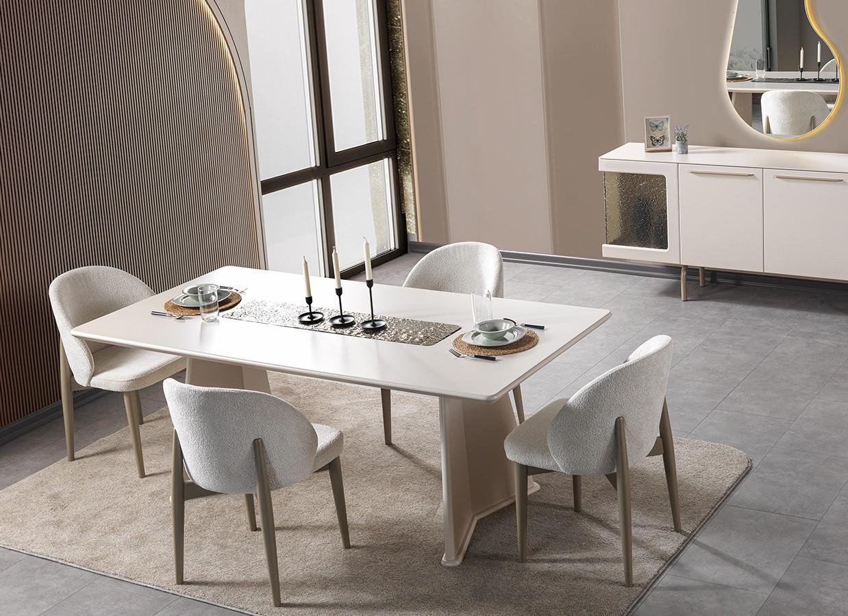 Esstisch 4x Stühle Esszimmer Stil modern Farbe weiß neu praktisch