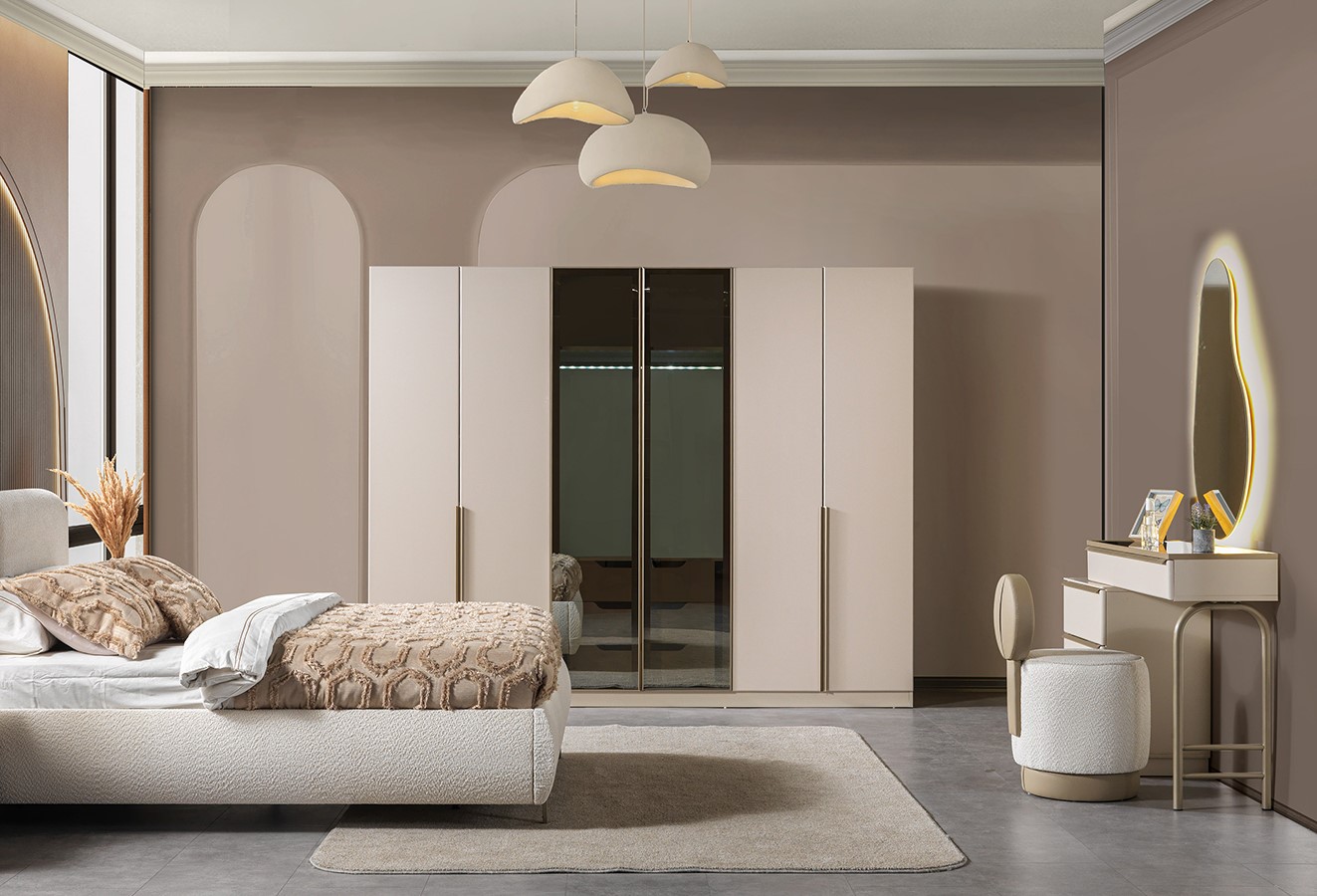 Kleiderschrank Schminktisch Schlafzimmer Stil modern Farbe weiß komfortabel