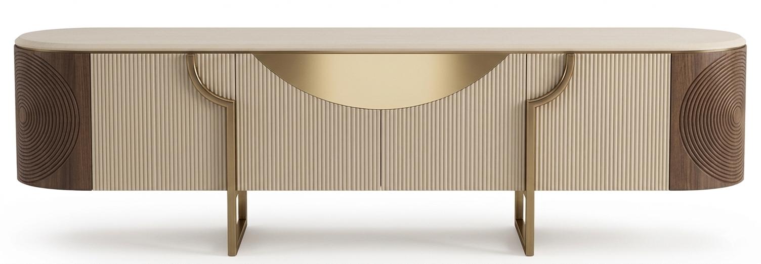 Luxuriöser beiger Fernsehschrank Holz-TV-Kommode TV-Möbel Wohnzimmermöbel