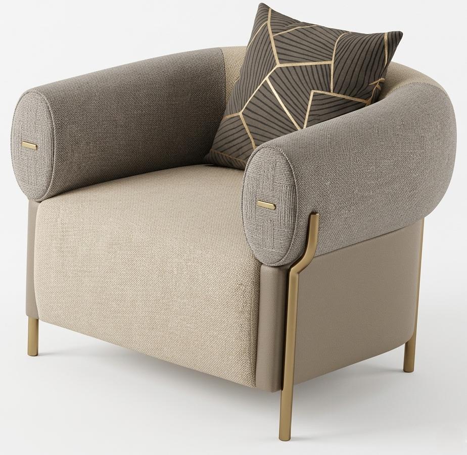 Eleganter beiger Sessel Stoffsessel Modernes Design Wohnzimmermöbel