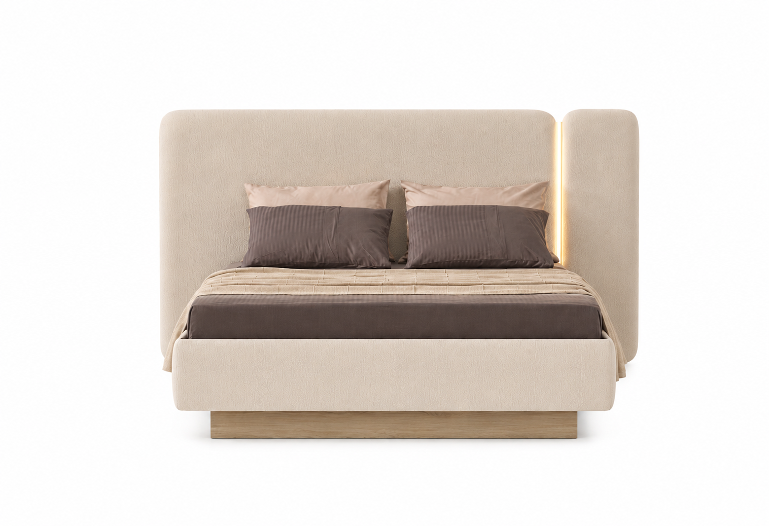 Doppelbett weich bequem beige Beleuchtung beige, modern neu