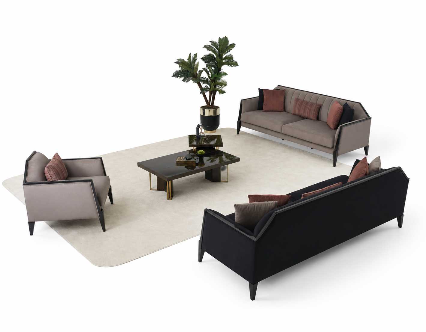 Wohnzimmer Set 3+3+1 Sitzer Luxusmöbel Couchtisch Komfortabel Sofagarnitur