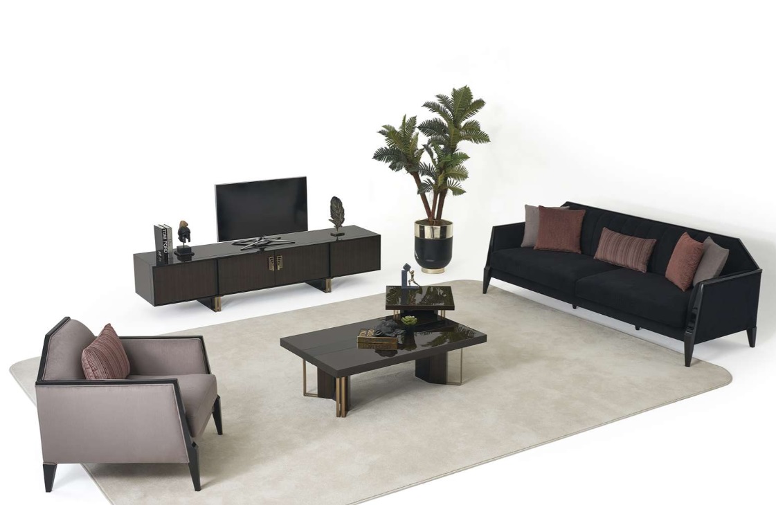 Komplettes Polstermöbel 3+1 Sitzer Wohnzimmer TV Lowboard Set 5tlg