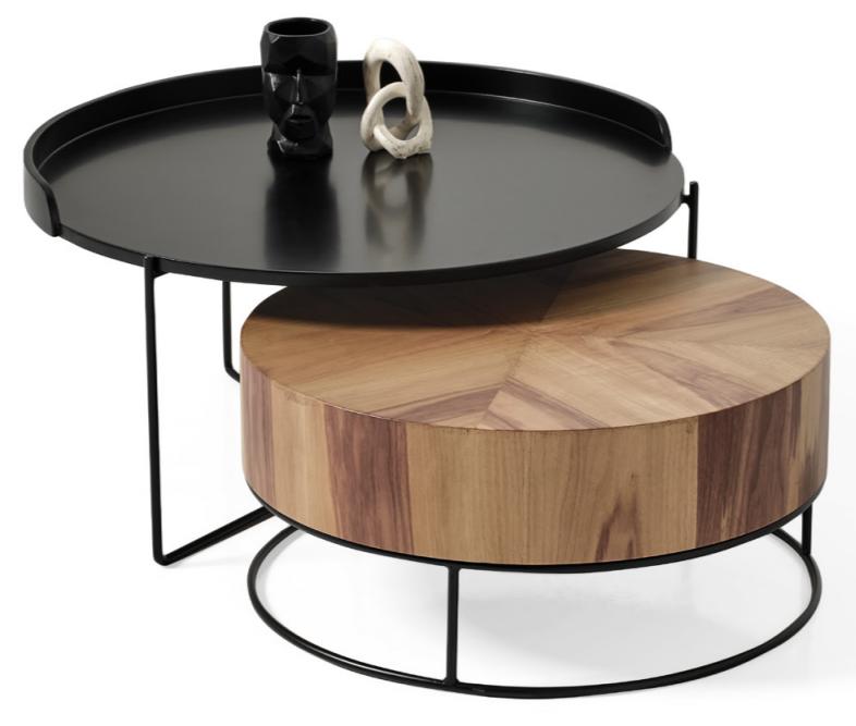 Modern Luxus Couchtische Wohnzimmer Schwarz Braun Holz Metall Neu