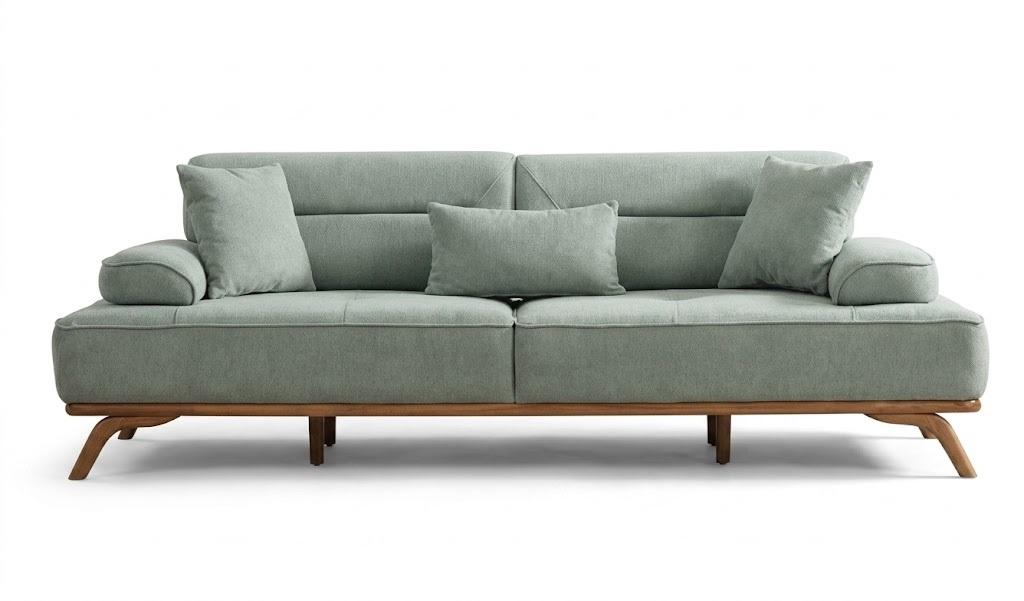 3Sitzer sofa Stoff Kissen Grün Modern Elegant Ergonomische Rückenlehne