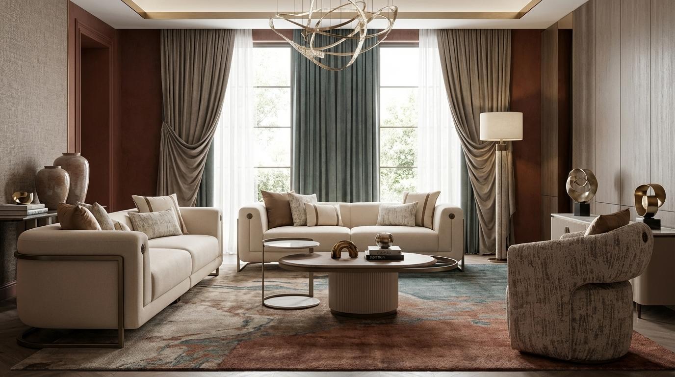 Luxuriöses Wohnzimmer-Set 3+3+1-Sitzer Couchtisch Beistelltisch moderne Sofas