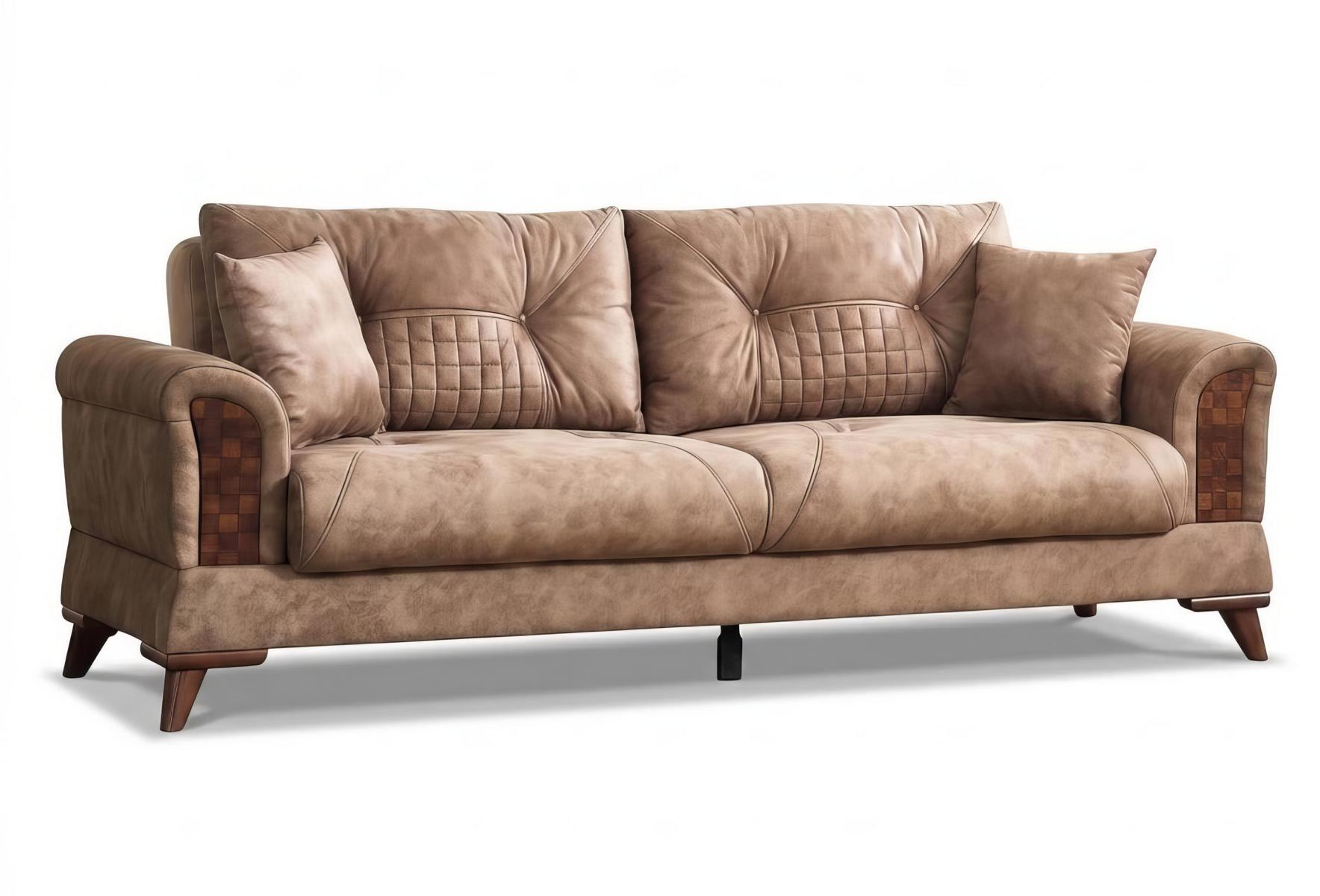 Sofa Modern Braun Elegant Dreisitzer Couch Wohnzimmer Polster Design