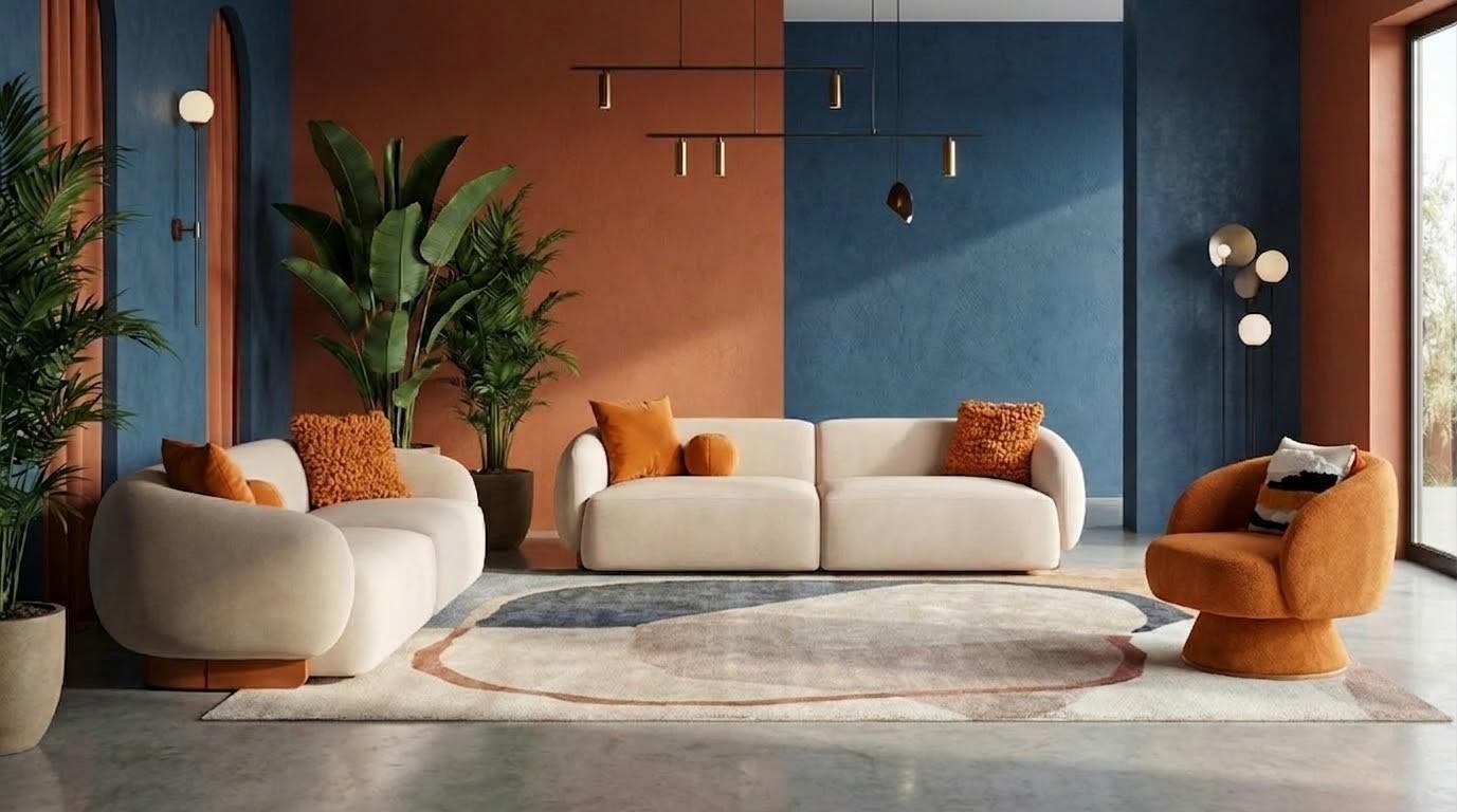 Beiges Wohnzimmer-Set 3+3+1-Sitzer-Sofas modern Polster-Sofas  Sessel