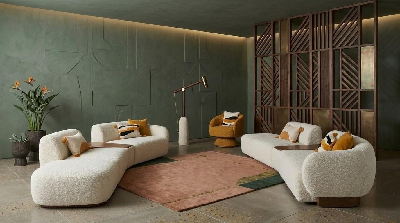 Beige Wohnzimmergarnitur: 4+4+1-Sitzer-Sofas großes Sofa Sessel luxuriös