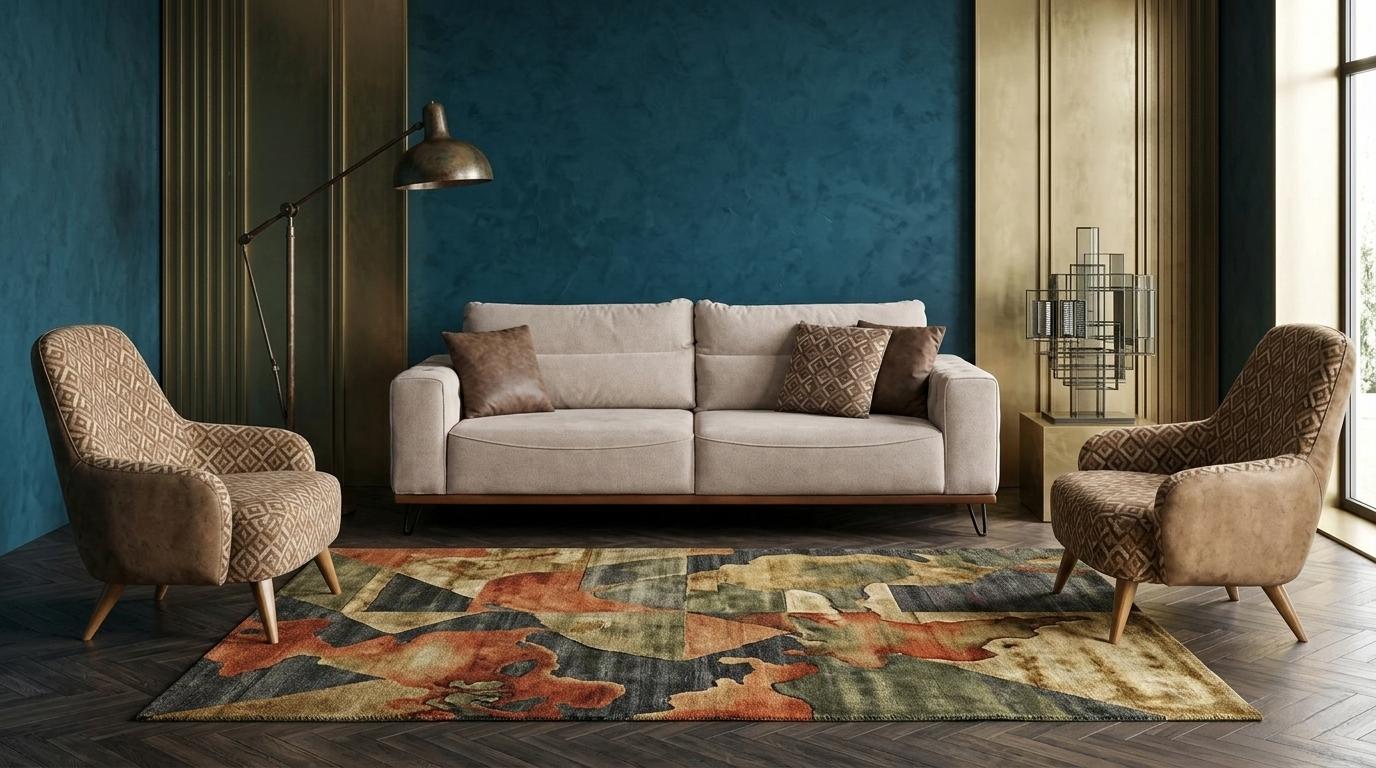 Stilvolles Wohnzimmer-Set 3+1+1-Sitzer-Sofas Schlafsofa Sessel Wohnzimmermöbel