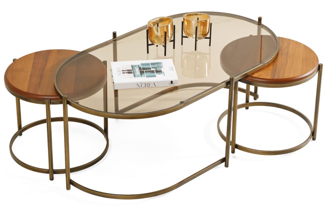 Modern Couchtisch Wohnzimmer Luxus Lounge Glas Exklusiv Komfort Holz