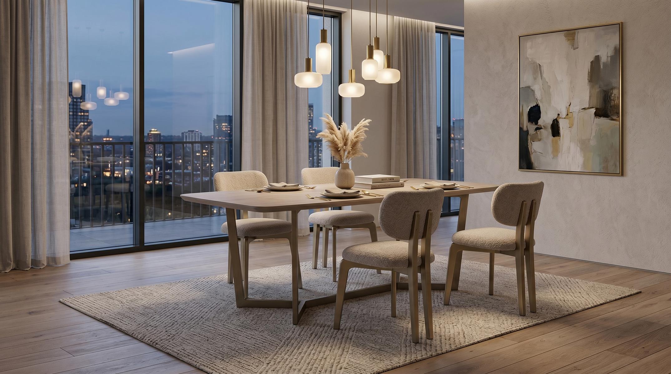 Essgruppe Esstisch Set Esszimmerstühle Modern Beige Design statusbezogen