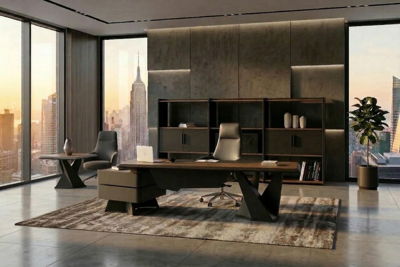Buro Komplett Set modern Schreibtisch Regal Couchtisch Executive