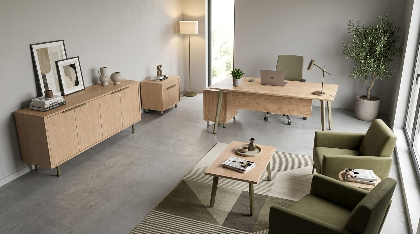 Modernes Büromöbel Set Designer Schreibtisch Sideboard 2x Kommoden