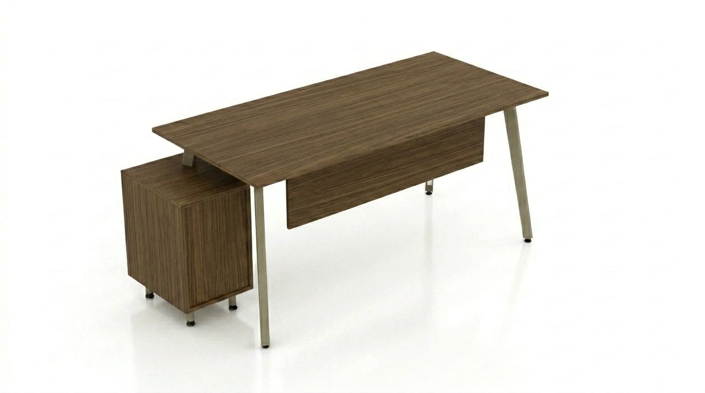 Schreibtisch mit Rollcontainer Eiche Modern Home Office Holz