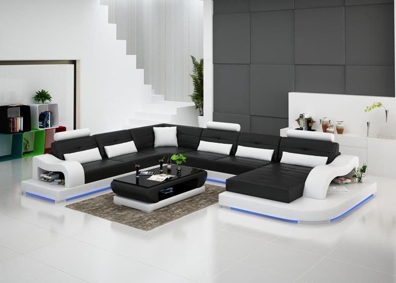 Ledersofa Couch Wohnlandschaft Ecksofa Eck Garnitur Design Modern Sofa G8005 Neu