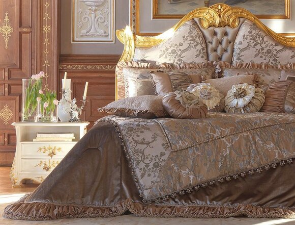 Chesterfield Bett Kopfteil Betten Polsterung Hotel Italienische Möbel Gold Samt