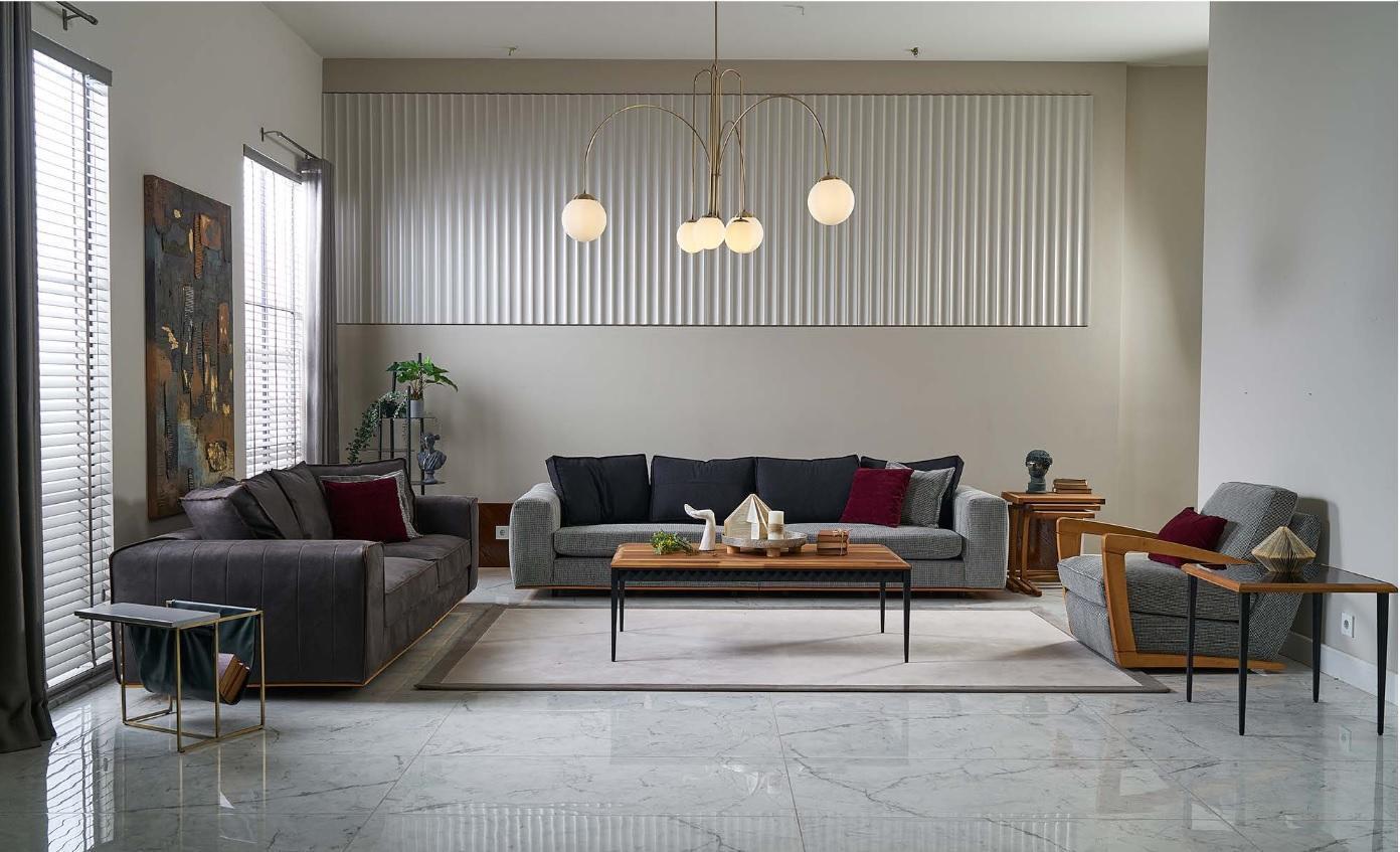 Couchgarnitur Komplette Sofa Stoffsofa Polstersofas Grau Set 3tlg Neu