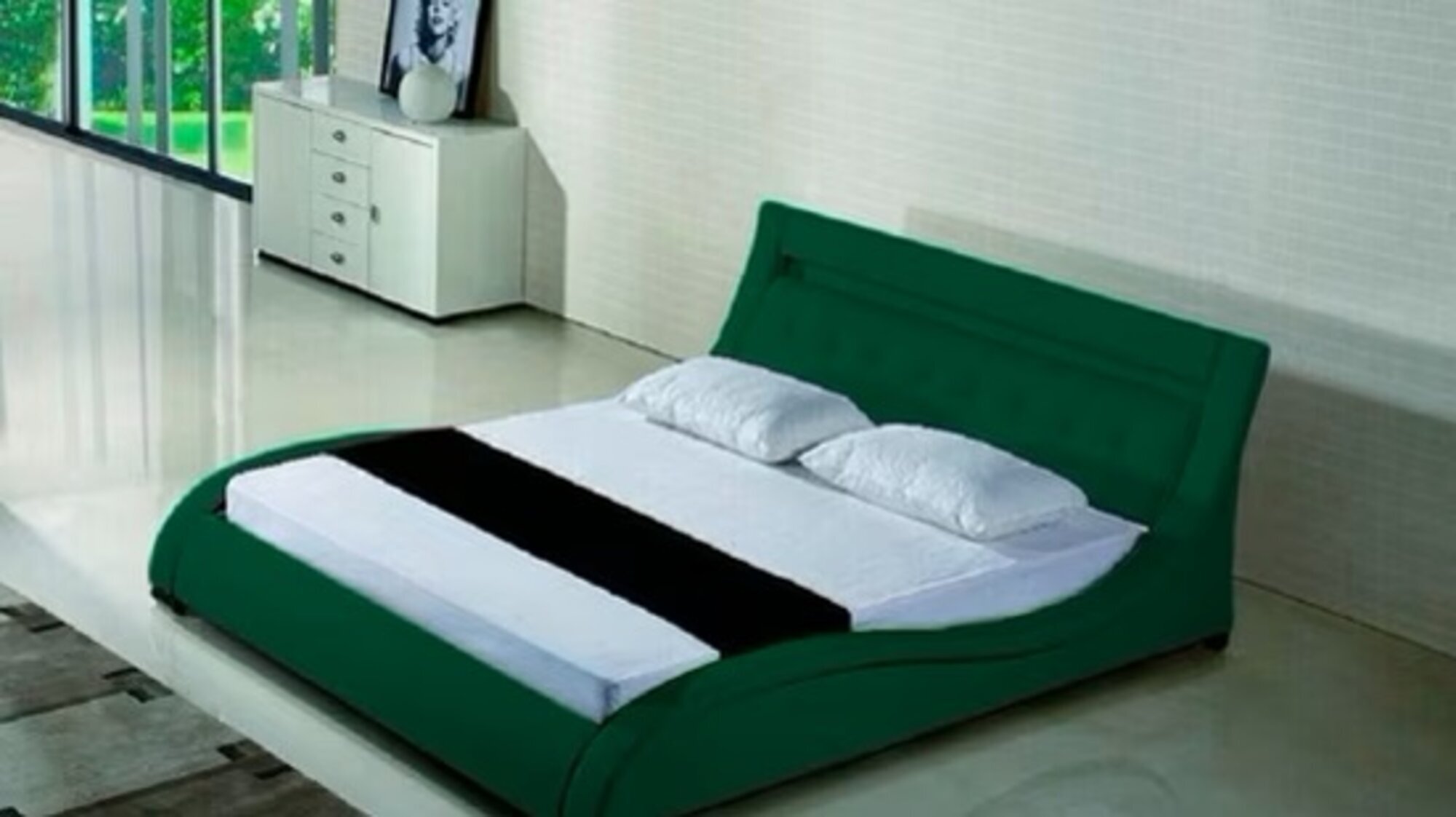 Elegantes Bett aus Lederpolster mit Beleuchtung ideal für Schlafzimmer Sofort