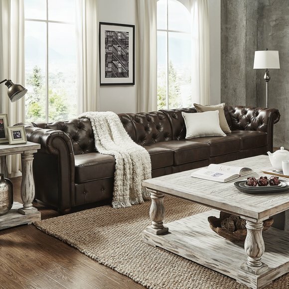 Design Chesterfield XXL Big Sofa 5-Sitzer Couch Leder Couch Polster
