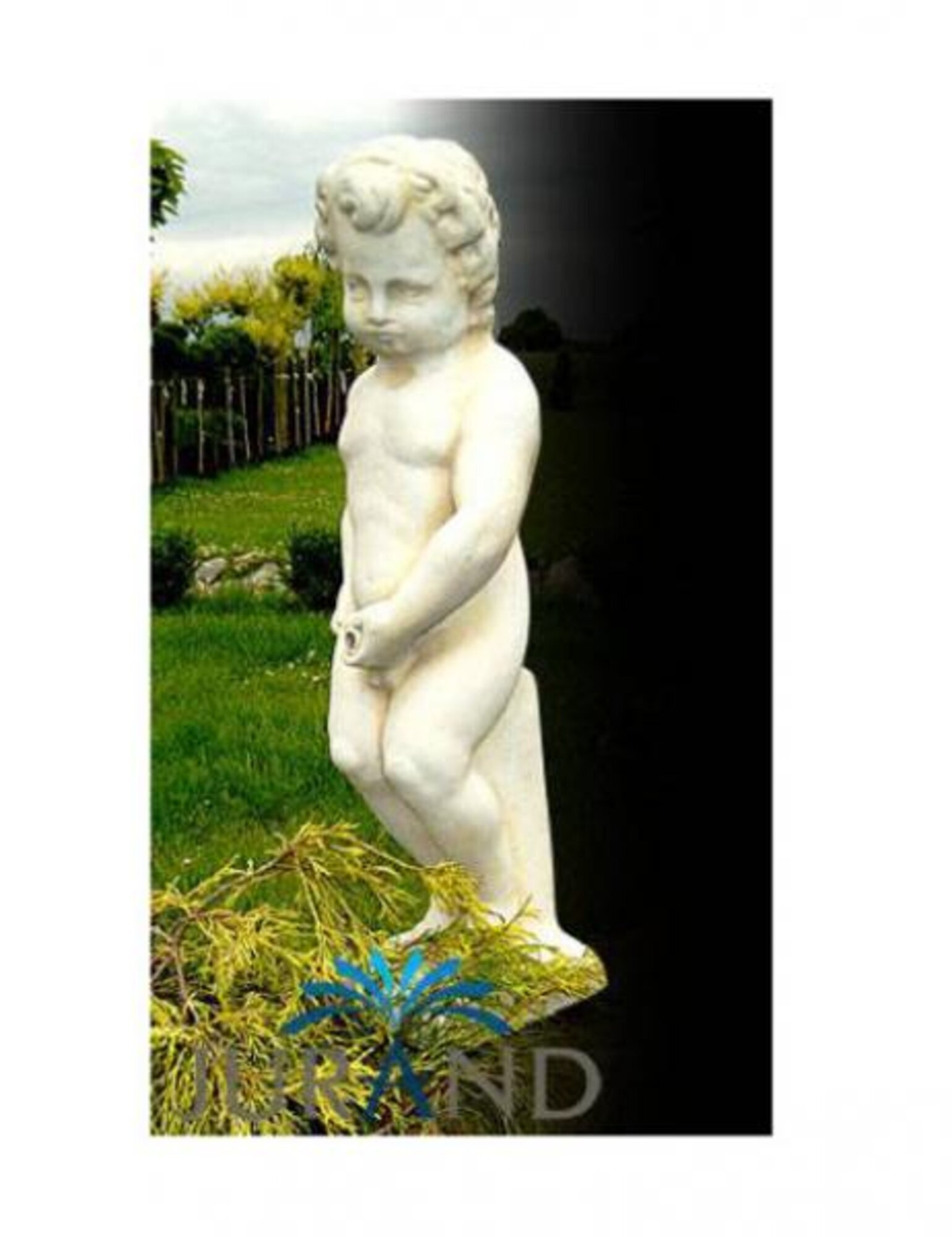 Wasserspieler Brunnen Figur Steinfigur für Garten Deko Teich Wasserspucker 6017