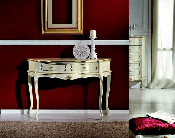 Design Möbel Stil Barock Luxus Konsolentisch Weiß Holz Italienische Tisch Tische