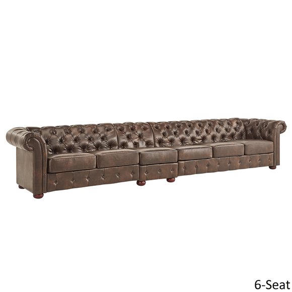 Design Chesterfield XXL Big Sofa 6-Sitzer Couch Leder Couch Polster