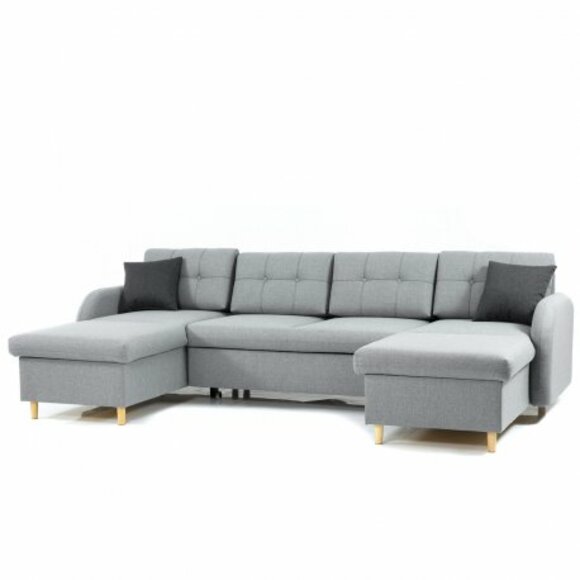 Wohnlandschaft Ecksofa Stoff U-Form Bettfunktion Couch Design Polster