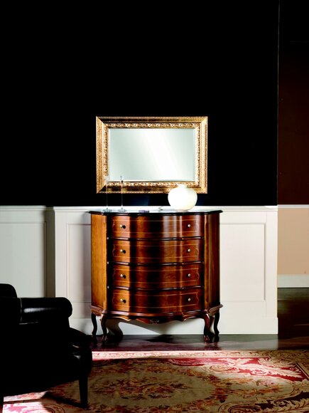 Kommode Holz Möbel Barock mit Spiegel 2tlg Garnitur Luxus Italienische Möbel