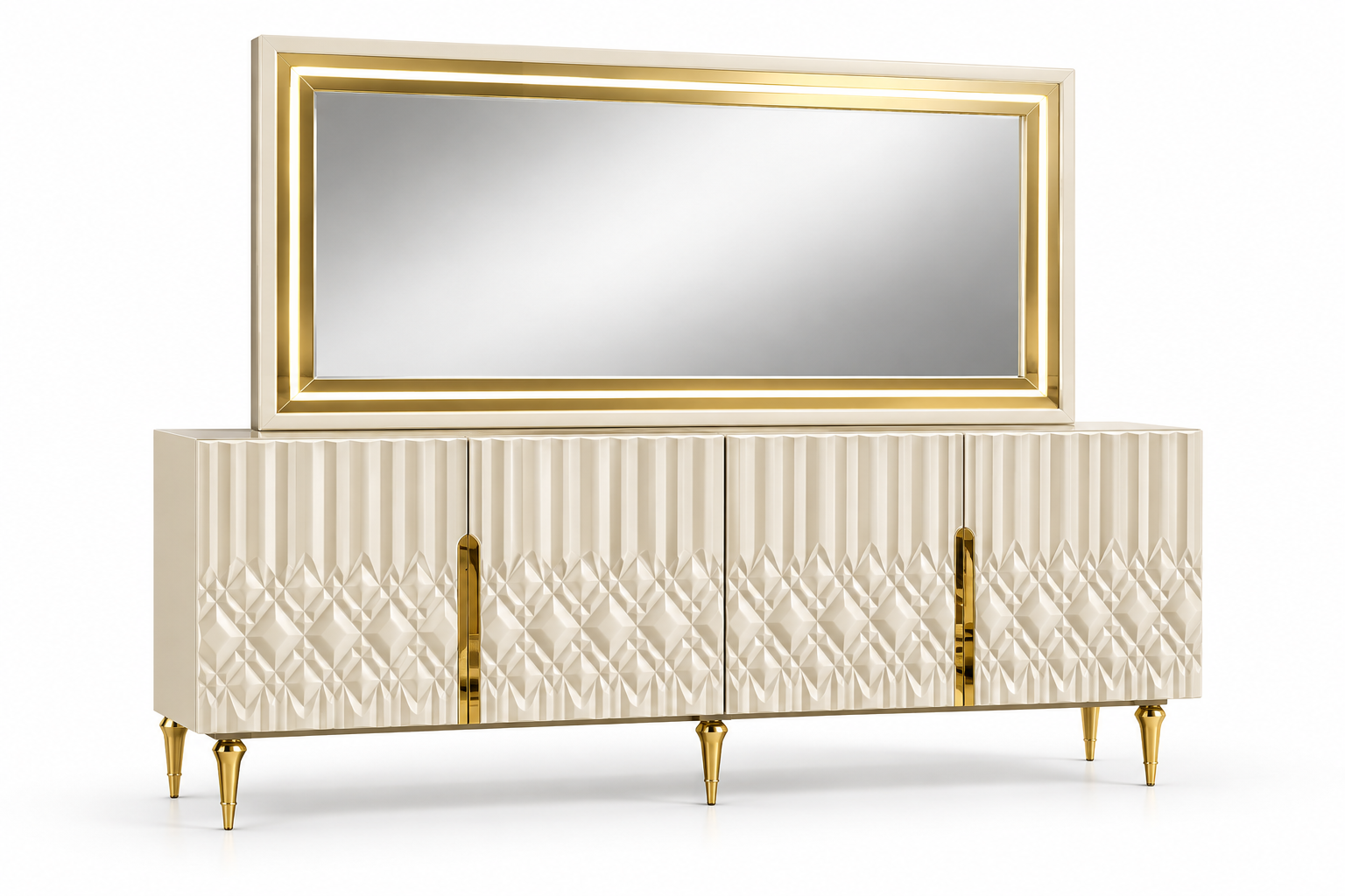 Modern Holz Sideboard Kommode mit Spiegel 2tlg Sofort
