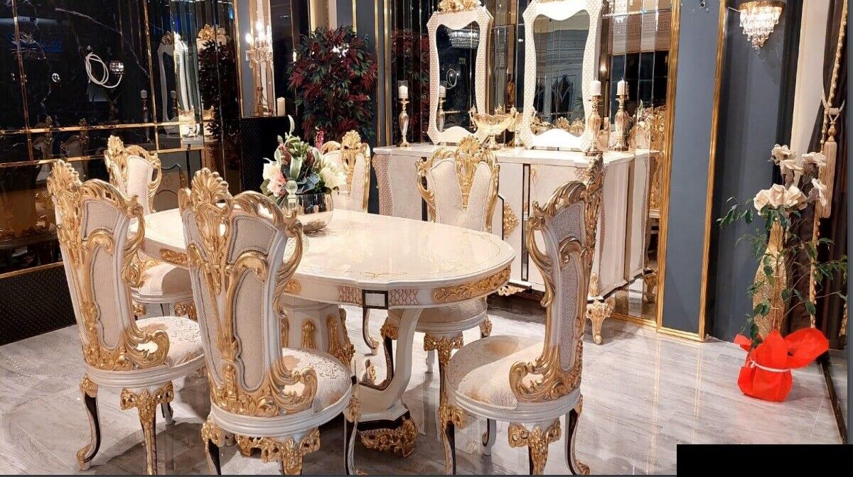 Luxus Esszimmer Esstisch Stuhl Holz Tische Tisch Barock Ess Stühle Möbel Sofort