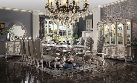 Esszimmer Komplette Garnitur Tisch Anrichte 10x Stühle Set Vitrine Barock 14tlg.