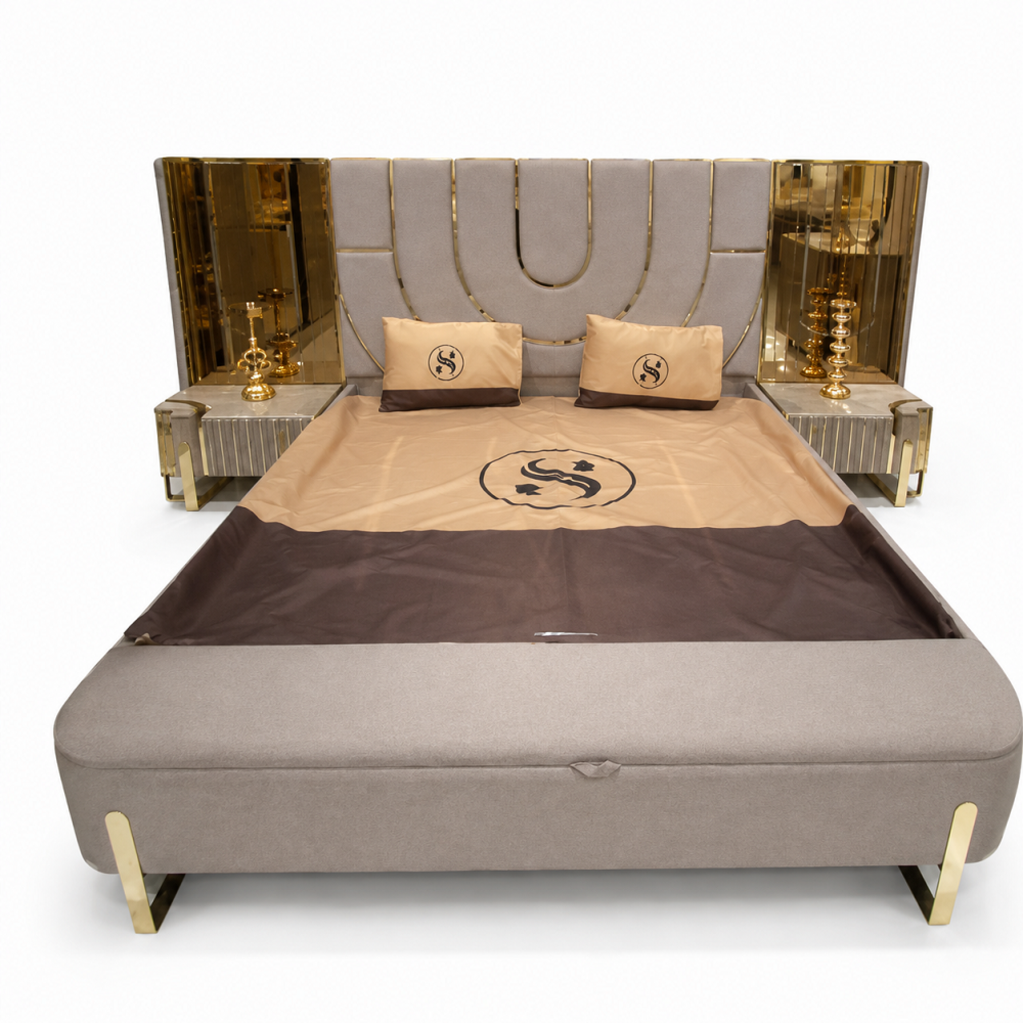Design Schlafzimmer 3tlg. Bett 2x Nachttische Modern Luxus Betten Set Möbel