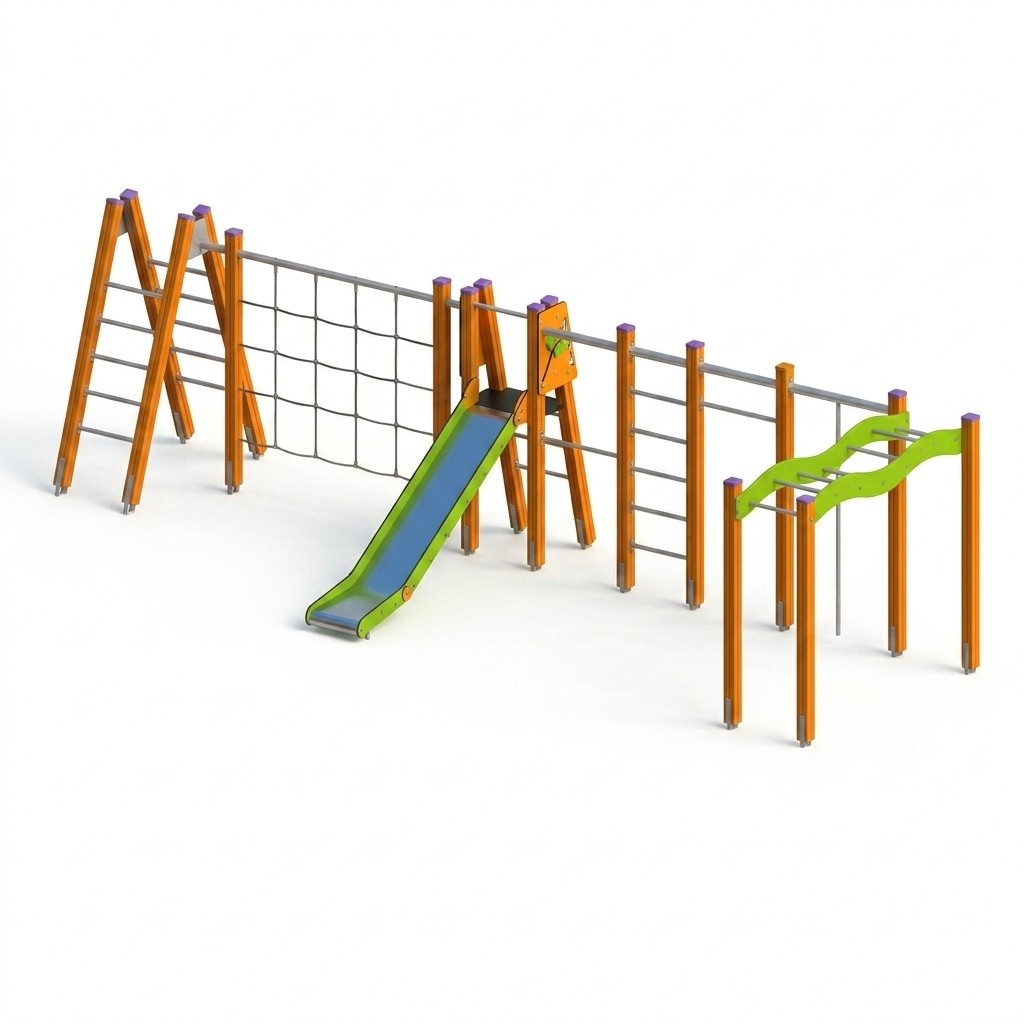 Abenteuerspielplatz Bewegungsparcours Klettergerüst Spielbereich Freizeitgelände