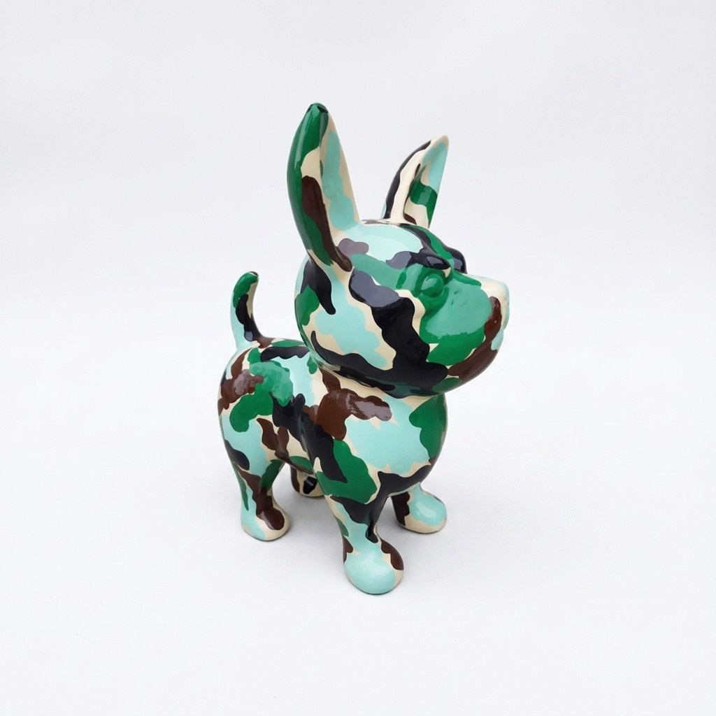 Abstrakt Hund Figur Statue Skulptur Deko Garten Design Statue camouflage