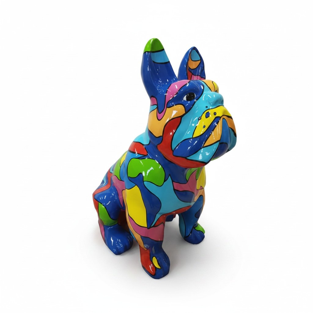 Abstrakte Figur Statue Design Skulptur Deko Bunter Hund Statuen
