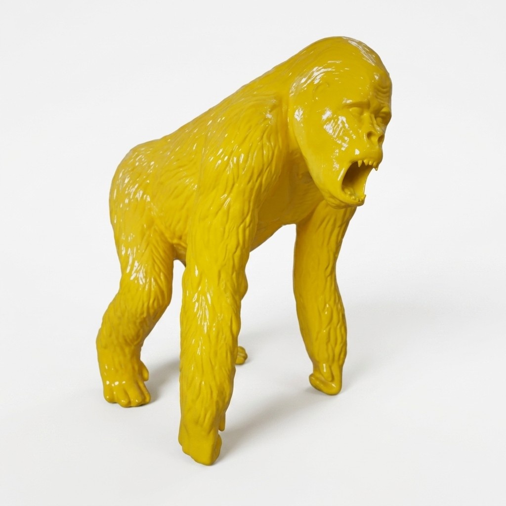 Abstrakte Gelbe Figur Statue Gorilla Skulptur Deko Garten Design 130cm