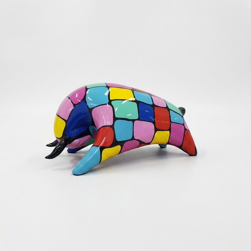 Abstrakte Modern Skulptur Stier aus Kunststoff Deko Dekorative Figur
