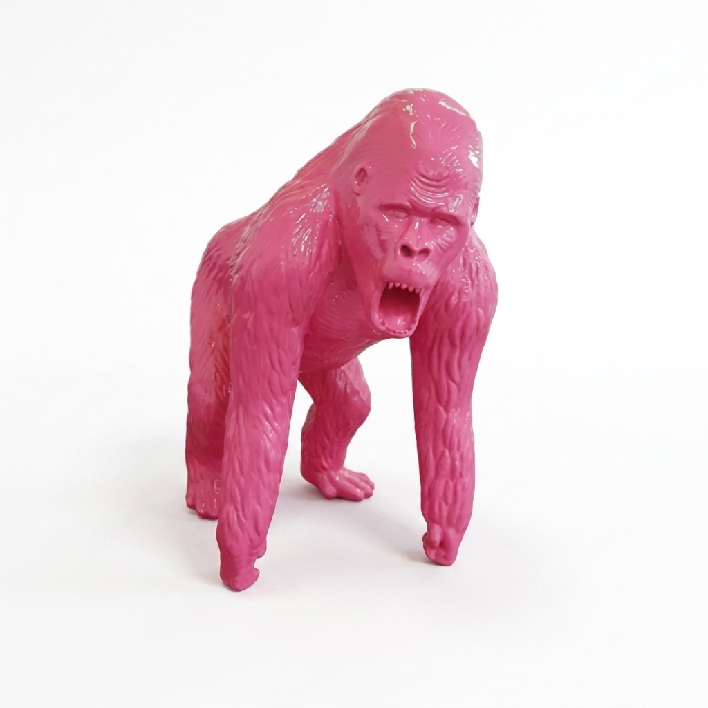 Abstrakte Pinke Figur Statue Gorilla Skulptur Deko Garten Design 130cm