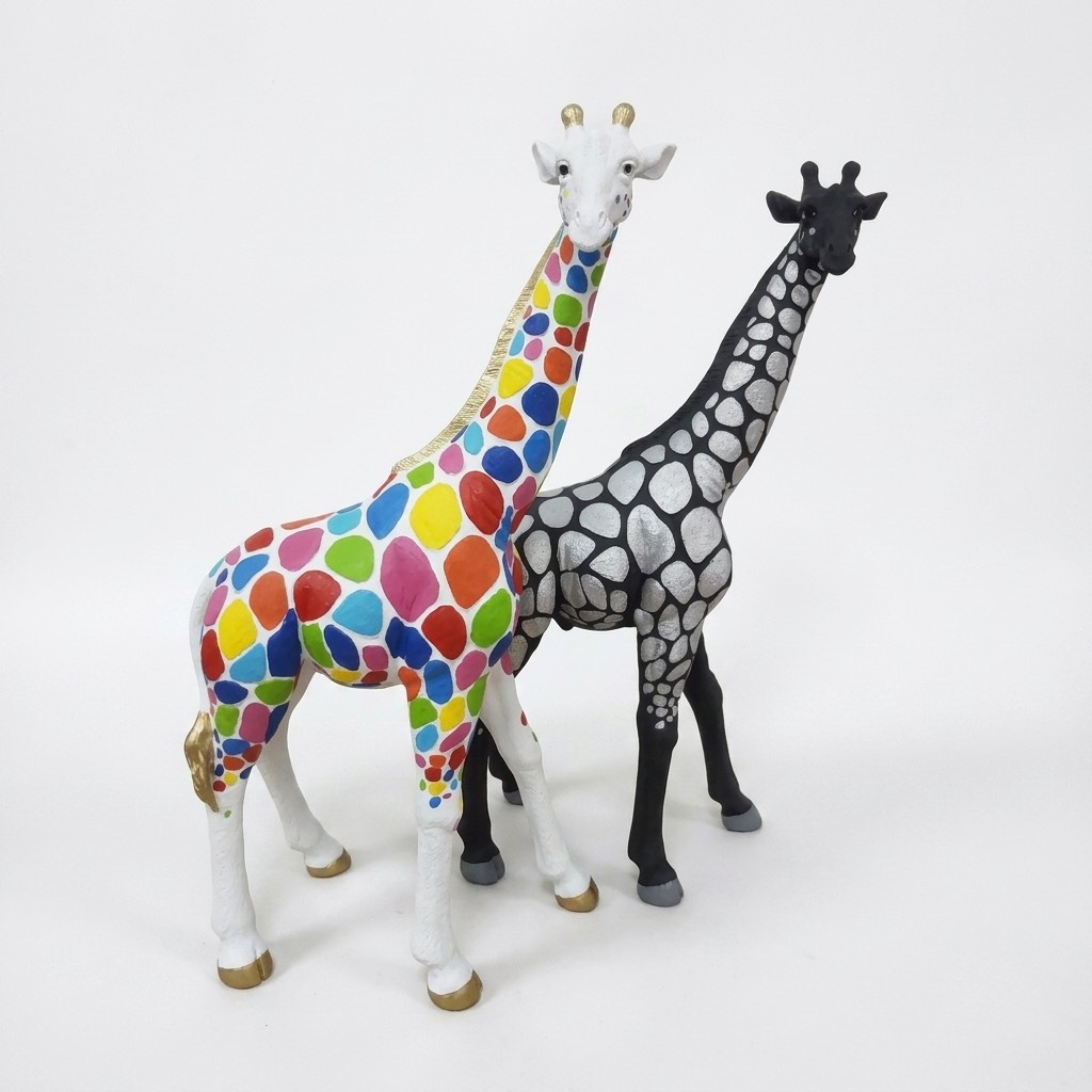 abstrakte Skulptur Giraffe Dekoration Figur Kunststoff Statuen Deko Statue