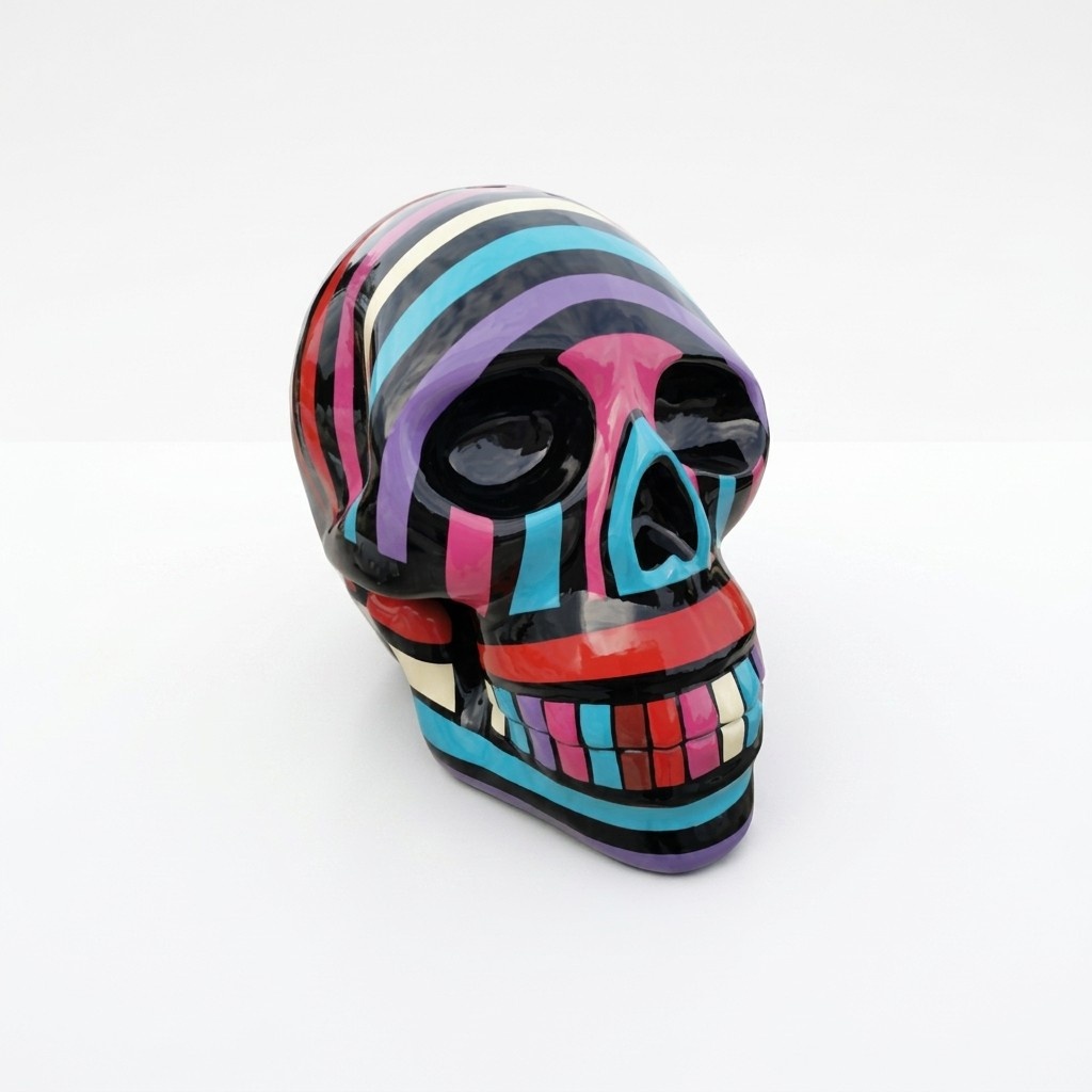 Abstrakter Schädel Scull Totenkopf Figur Statue 66cm XXL Figuren Skulptur