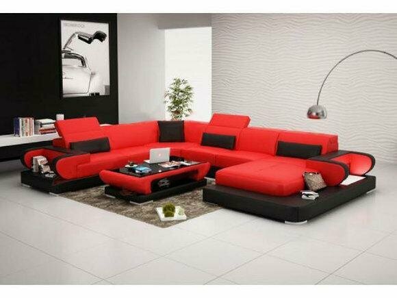 Wohnlandschaft Polster Ecke Eck Sofa Couch Garnitur Landschaft Leder
