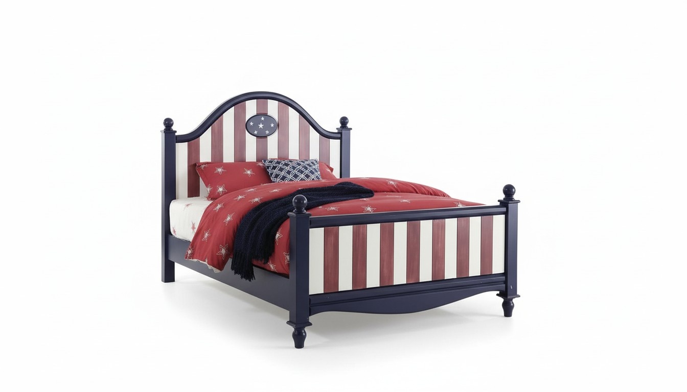 America Bett Kinderzimmer Betten Schlafzimmer Holz echtholz Möbel Blau Design