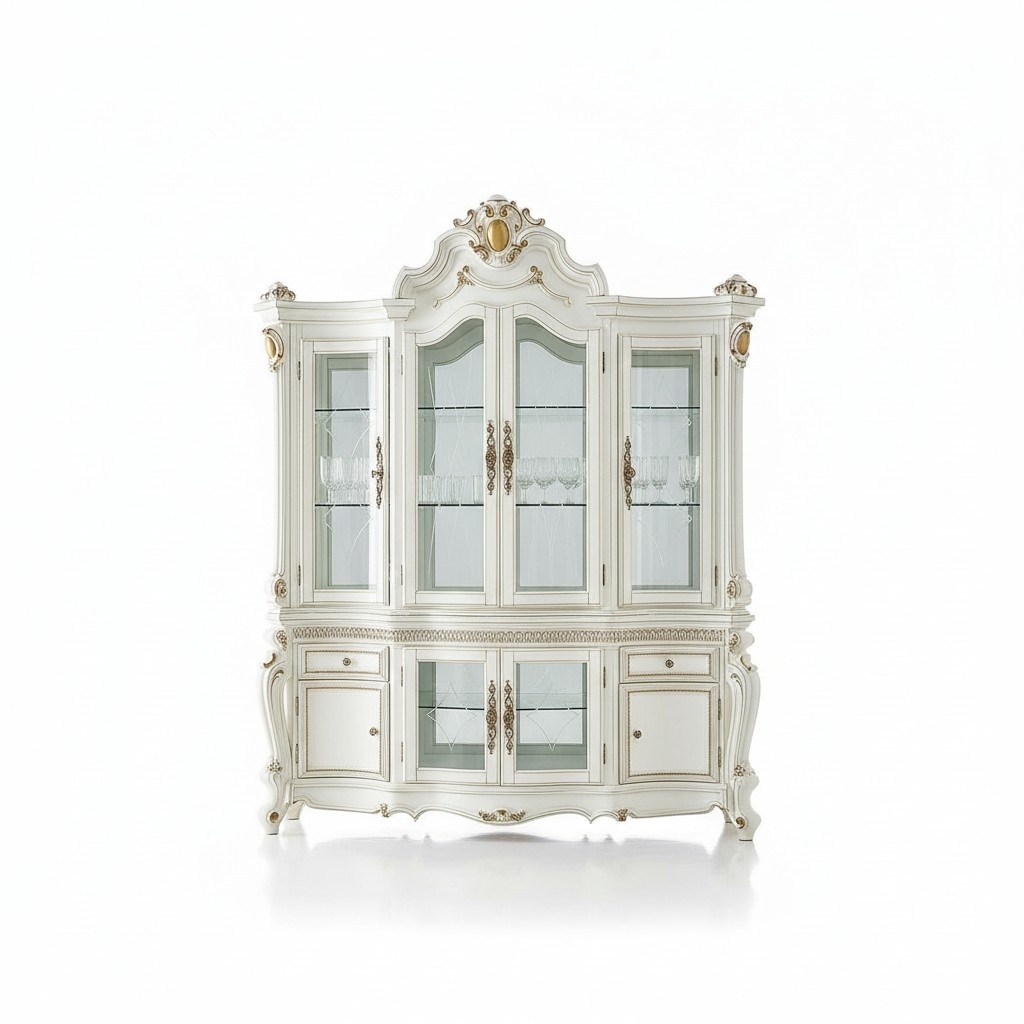 Anrichte Luxus Schaufenster Vitrine Glas Schrank Antik Stil Möbel Barock